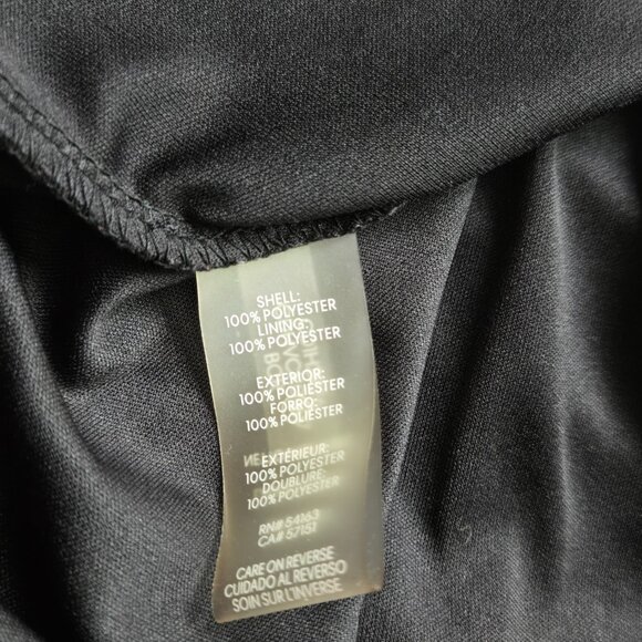 CALVIN KLEIN Black & White Polka-Dot Chiffon Bell-Sleeve Trapeze Shift Dress 2 - Picture 6 of 7